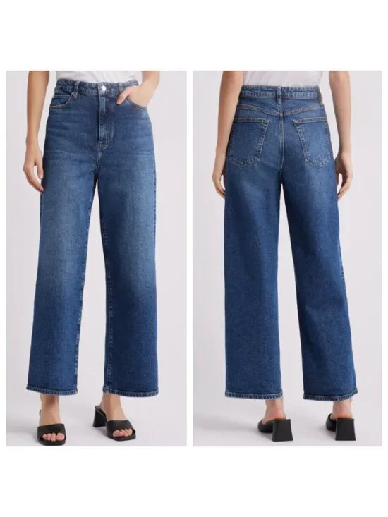 FRAME The Wide Jeans High Rise Wide Leg Ankle Rival Blue Size 31 - Picture 3 of 14